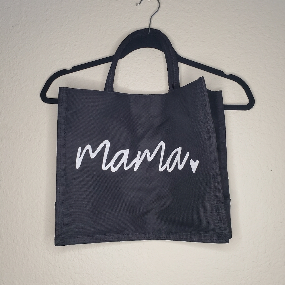 Mama Black White Tote Bag Purse Mom Travel Diaper Work Car Carry on Grocery